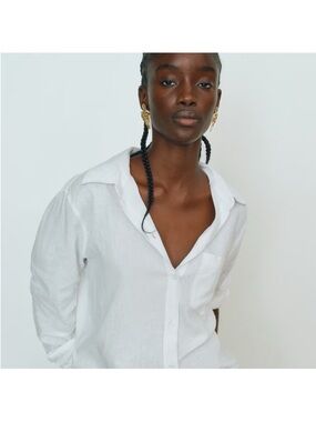 H&M NWT Linen Blend Button Up Shirt